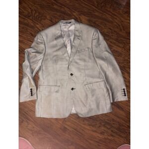 Baroni Couture Super 150's Sport Coat Jacket 42R Black White Plaid Wool/silk